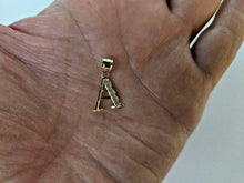 Load image into Gallery viewer, 14K Solid Yellow Gold Initial Pendant Letter Charm Necklace Alphabet Diamond Cut
