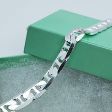 Load image into Gallery viewer, 925 Sterling Solid Silver Italy Flat Mariner Link Chain Necklace Bracelet 7.2mm
