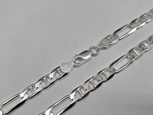 Load image into Gallery viewer, 925 Sterling Silver Beveled Edge Figarucci Link Chain Necklace 6.5mm 7" to 30"
