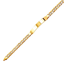 Load image into Gallery viewer, 14K White Pave Gold Curb Light ID Bracelet 8mm/7mm  Wide 8" Engraving Available
