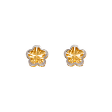 Load image into Gallery viewer, 14K Two Tone Gold High Polished Diamond Cut Flower Small Stud Earrings 8mm
