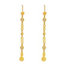 Load image into Gallery viewer, 14K Gold Dangle Threader Earrings Sparkling Accents Geometric Chain 6x76mm
