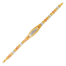 Load image into Gallery viewer, 14K Tri Color Gold Faceted Diamond Cut 15 Anos ID Bracelet 6mm / 12mm 7" Chain
