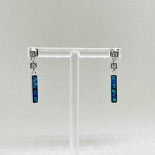 Load image into Gallery viewer, Sterling Silver Synthetic Opal Dangling Earrings Push Back

