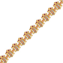 Load image into Gallery viewer, 14K Tricolor Gold Fancy Frog Bracelet High Polished Satin Finished 10mm Wide
