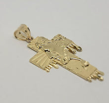 Load image into Gallery viewer, Authentic 10K Solid Gold Jesus Face on Cross Pendant Diamond Cut 2 inch Charm

