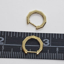 Load image into Gallery viewer, 14K Yellow White Rose Gold High Polished Huggie Hoop Earrings Octagonal 2mmx11mm
