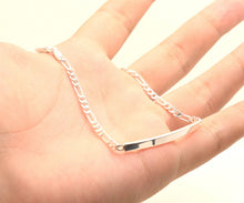 Load image into Gallery viewer, 925 Sterling Silver Personalized Custom Engraved Figaro Link ID Bracelet 3.5mm
