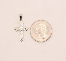 Load image into Gallery viewer, 925 Sterling Silver Dainty Fleuree Crucifix Cross Pendant
