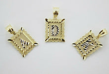 Load image into Gallery viewer, 14K Solid Yellow Gold Initial Letter Plate Pendant A-Z Alphabet Necklace Charm
