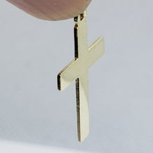 Load image into Gallery viewer, 10K Yellow Gold High Polish Simple Flat Cross Charm Pendant Crucifix 3 Sizes
