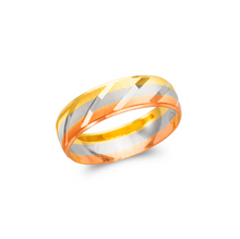 Load image into Gallery viewer, 14K Tricolor GOLD Wedding Band Ring Diamond Cut 6mm Size 5~13 With Engraving
