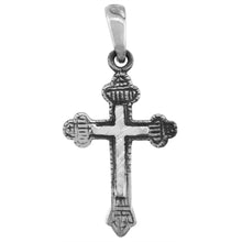 Load image into Gallery viewer, 925 Sterling Silver Budded Cross Pendant Oxidized Finish 1 Inch (25mm) Tall

