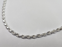 Load image into Gallery viewer, 3mm Sterling Silver D/C Rope Chain Necklaces Bracelets Handmade Italy 7 to 30 in
