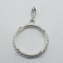 Load image into Gallery viewer, Sterling Silver Nickel Bezel 22mm Coins Prong Back Rope Edge Diamond Cut 5 Cent
