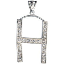 Load image into Gallery viewer, 925 Sterling Silver CZ Block Initial Letter Alphabet Pendant 1 5/8 Inch Wide
