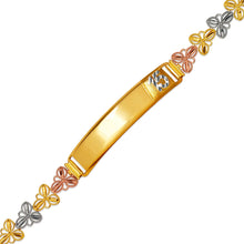 Load image into Gallery viewer, 14K Tri Color Gold Faceted DC 15 Anos ID Bracelet 7mm Wide 8mm Center 7" Chain
