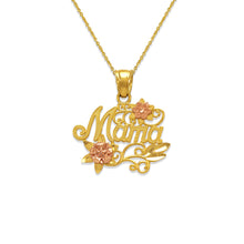 Load image into Gallery viewer, 14k Yellow Gold Mom Heart Pendant Charm Mother's Day Gift for Her Various Design
