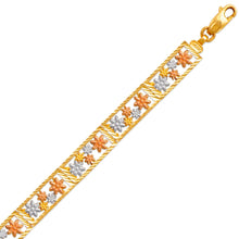 Load image into Gallery viewer, 14K Tri Color Gold Faceted Diamond Cut Bracelet 7mm 7" Chain Brazalete Tricolor
