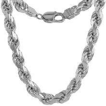 Load image into Gallery viewer, 925 Sterling Silver Very Thick Rope Chain Necklace Diamond Cut 8mm 8" to 30"
