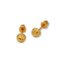 Load image into Gallery viewer, 14K Yellow or White Gold Diamond Cut Ball Stud Earrings 4mm Wide Screw Backing
