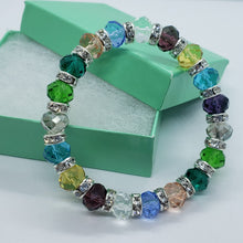 Load image into Gallery viewer, 7 Inch Elastic Nylon Strand Bracelet Glass Crystals (Emerald, Citrine, Amethyst)
