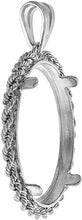 Load image into Gallery viewer, Sterling Silver Rope Edge Susan B. Anthony Bezel Sacagawea 26mm Coins Prong Back
