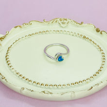 Load image into Gallery viewer, Dainty Sterling Silver Synthetic Opal Bypass Heart Ring for Women
