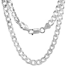 Load image into Gallery viewer, 925 Sterling Silver Beveled Edges Curb Cuban Link Chain Necklace 6.5mm 7" to 36"
