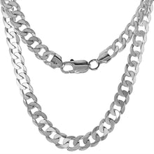 Load image into Gallery viewer, 925 Sterling Silver Beveled Edges Flat Curb Cuban Link Chain Necklace 8mm 8"-28"
