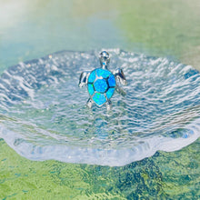 Load image into Gallery viewer, Sterling Silver Blue Synthetic Opal Sea Turtle Ring for Women Size6~9
