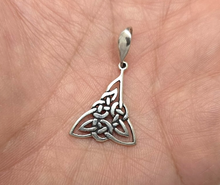 Load image into Gallery viewer, 925 Sterling Silver Large Celtic Leafy Triquetra Knot Pendant 1 (25mm) Inch Tall
