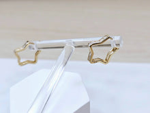 Load image into Gallery viewer, 14K Yellow Gold Star Shaped Huggies Hoop Earrings with CZ Stones Latch back
