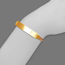 Load image into Gallery viewer, 14K TriColor Gold Figaro Concave ID Bracelet 7mm/4mm 7" 7.5" Engraving Available
