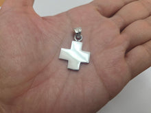 Load image into Gallery viewer, 925 Sterling Silver Flat Plain Wide Greek Cross Pendant 7/8 Inch (22mm) Tall
