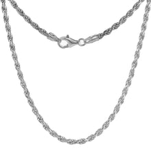 Load image into Gallery viewer, 925 Sterling Silver Thin Rope Chain Necklace Diamond Cut 2.6mm 7" to 30"
