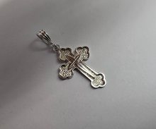 Load image into Gallery viewer, 925 Sterling Silver Budded Edge Apostle's Cross Pendant 1 1/8 Inch Tall (28mm)
