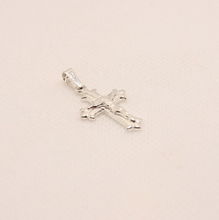 Load image into Gallery viewer, 925 Sterling Silver Dainty Fleuree Crucifix Cross Pendant
