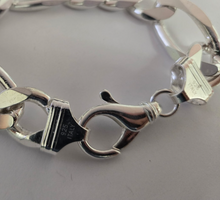 Load image into Gallery viewer, 925 Sterling Silver Heavy Thick Figaro Chain Beveled Edge Bracelet Necklace 17mm
