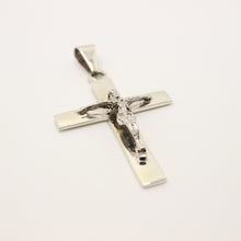Load image into Gallery viewer, Sterling Silver Plain Simple Flat Cross Pendant Christian Jesus Crucifix 49mm
