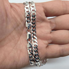 Load image into Gallery viewer, 925 Sterling Silver Beveled Flat Curb Cuban Link Chain Necklace 6.5mm 7" to 30"
