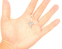 Load image into Gallery viewer, 925 Sterling Silver Rope Wrapped Cylindrical Cross Pendant
