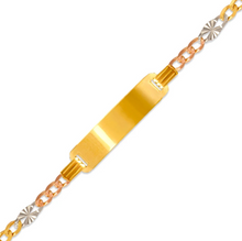 Load image into Gallery viewer, 14K Tri Color Gold Kids Star Square ID Bracelet 6mm/4mm 6" Engraving Available
