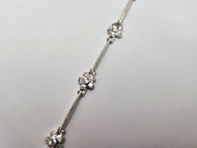 Load image into Gallery viewer, 925 Sterling Silver Fine Flower Station Bracelet with CZ High Polished 7.5" Long
