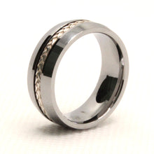 Load image into Gallery viewer, Tungsten Carbide Sterling Silver Rope Inlay Beveled Edges Wedding Band Ring 8mm
