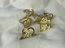 Load image into Gallery viewer, 10k Solid Yellow Gold Slanted Heart Cursive Initial Letter Alphabet Ring
