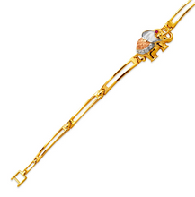 Load image into Gallery viewer, 14K Tricolor Gold Fancy Elephant High Polished Bracelet 4mm Wide, 12.5 Center

