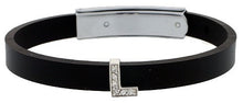 Load image into Gallery viewer, 925 Sterling Silver Alphabet Letter Block CZ Stone Flat Rubber Bracelets, 8mm
