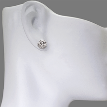Load image into Gallery viewer, 14K White Gold High Polished Diamond Cut Flower Small Stud Earrings 9mm
