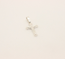 Load image into Gallery viewer, 925 Sterling Silver Dainty Detailed Line Texture Budded Crucifix Cross Pendant
